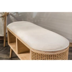 Bank Met Opbergruimte Van Rotan En Beige Fluweel -LeenBakker Winkel d359826294164dc88004f15649534d4b