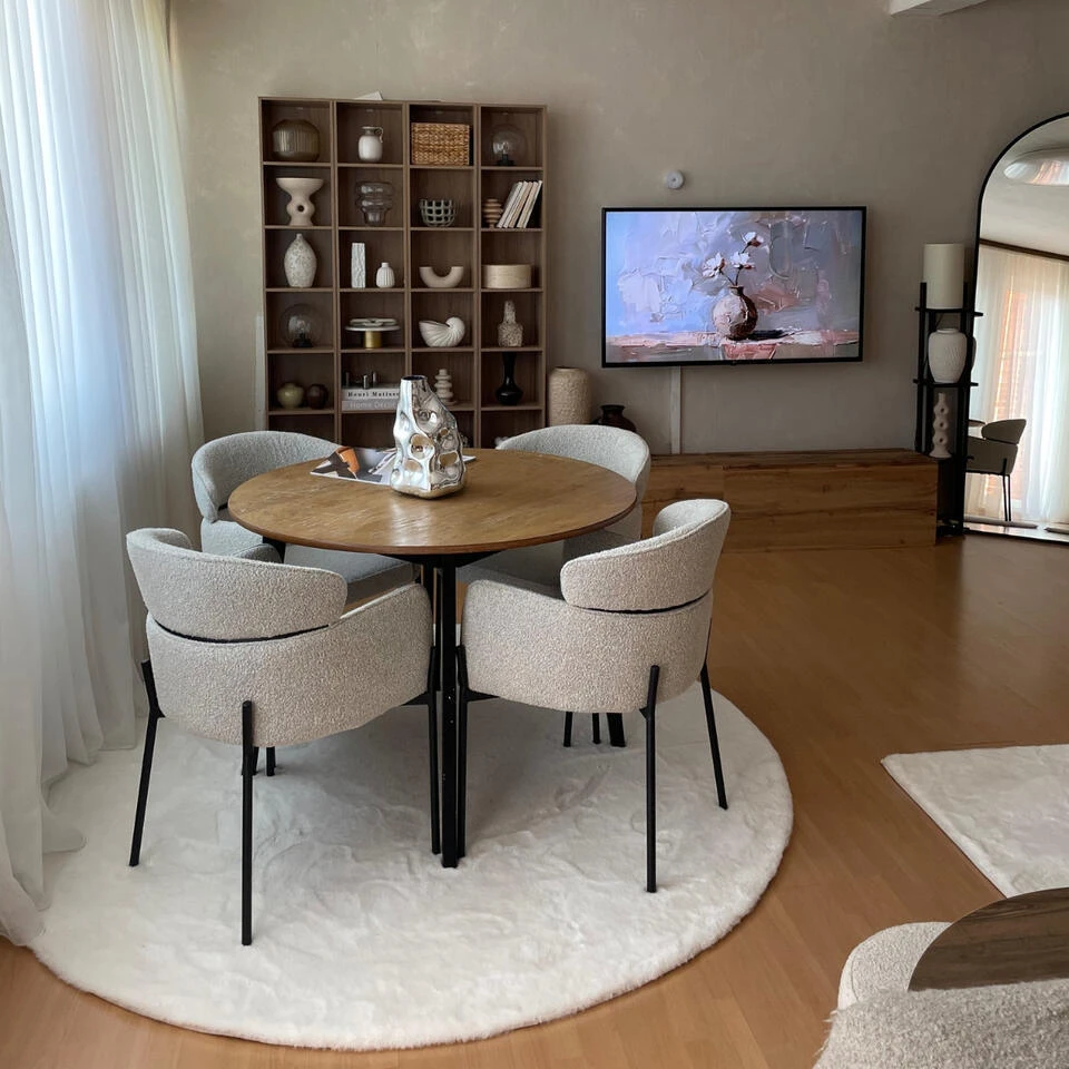 DS4U - Mira Eetkamerstoel Boucle - Beige 5 DS4U - Mira Eetkamerstoel Boucle - Beige - Afbeelding 3