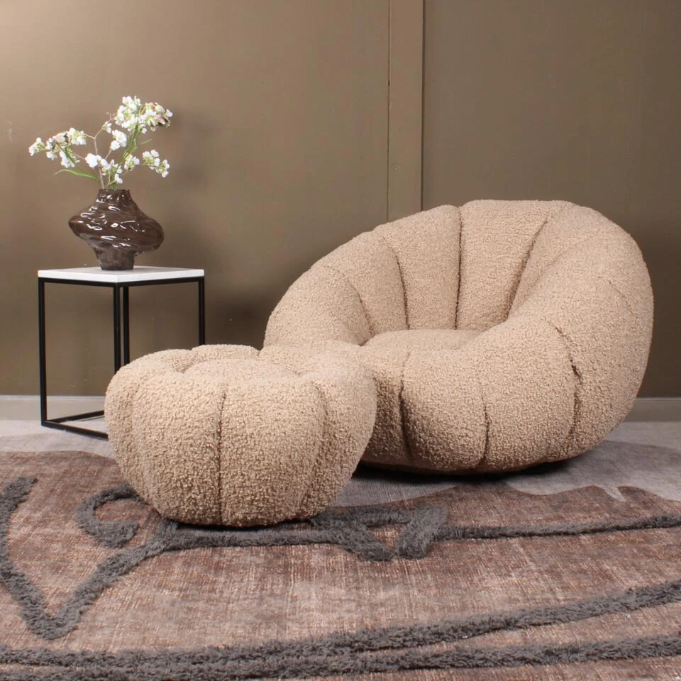 DS4U - Olivia Fauteuil Set Teddy - Beige 5 DS4U - Olivia Fauteuil Set Teddy - Beige - Afbeelding 3