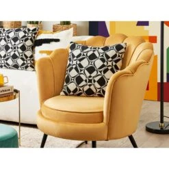 Beliani Cocktailstoel LOVIKKA - Geel Fluweel -LeenBakker Winkel d603bca76377447d84cfee47f7050a76