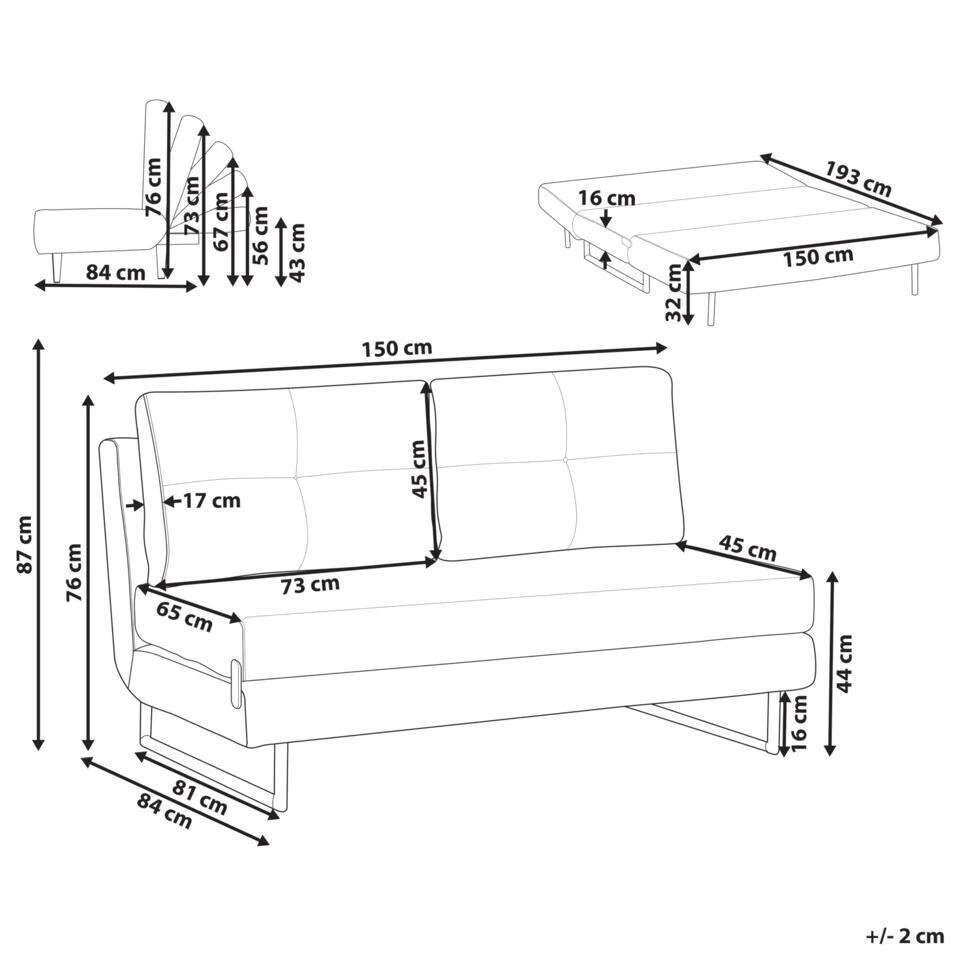 JERSLEV - 3-zits Slaapbank - Lichtbruin - Stof 6 JERSLEV - 3-zits Slaapbank - Lichtbruin - Stof - Afbeelding 4