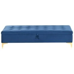 ABERDEEN - Ottomaan Met Opbergruimte - Marineblauw - Fluweel -LeenBakker Winkel d6b3145fd79b41fa8382af066786f408