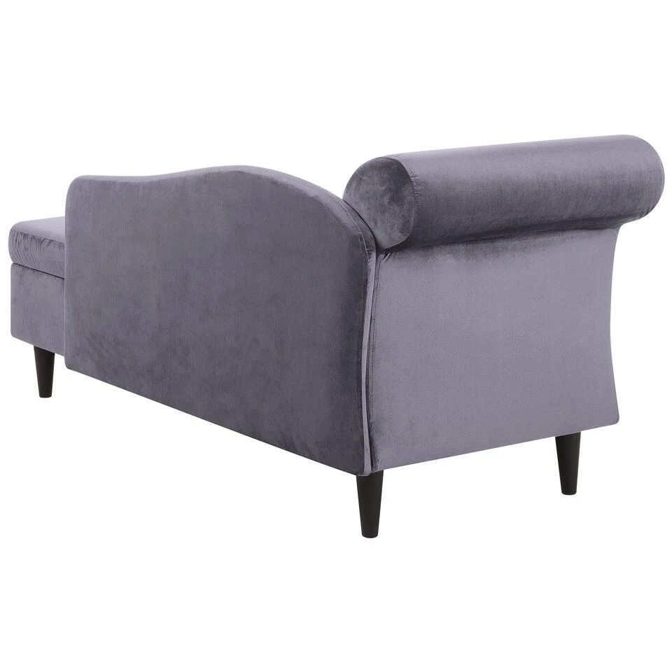 LUIRO - Chaise Longue - Donkergrijs - Linkerzijde - Fluweel 10 LUIRO - Chaise Longue - Donkergrijs - Linkerzijde - Fluweel - Afbeelding 8