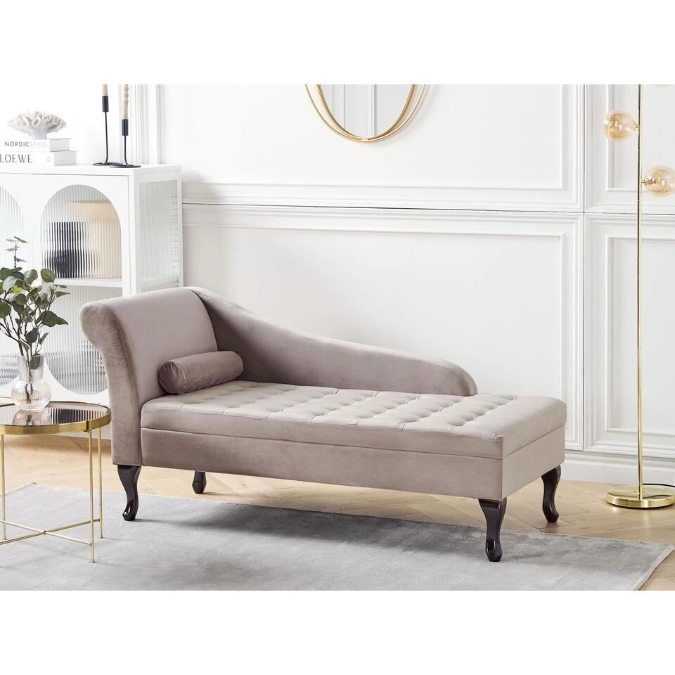 PESSAC - Chaise Longue - Taupe - Linkerzijde - Fluweel 4 PESSAC - Chaise Longue - Taupe - Linkerzijde - Fluweel - Afbeelding 2