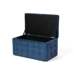 MICHIGAN - Ottomaan - Donkerblauw - Fluweel -LeenBakker Winkel da1d503615454ebd89486958d71f2701