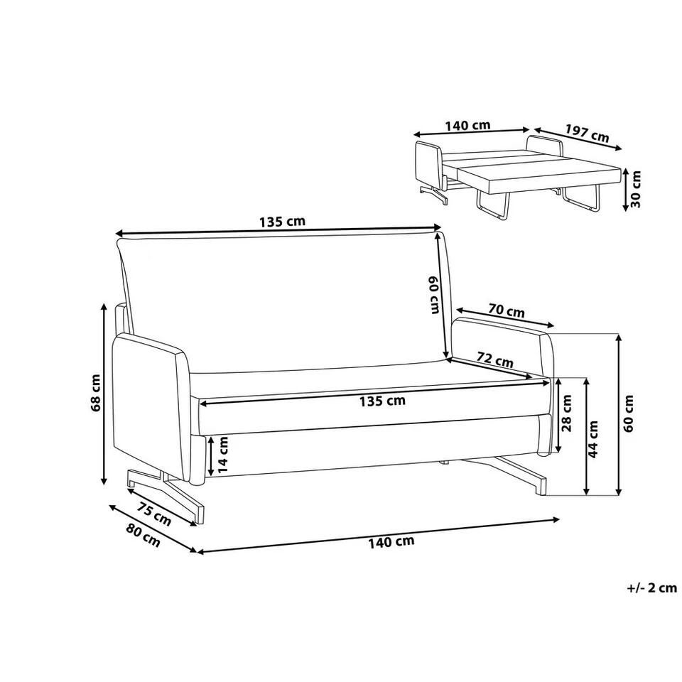 Beliani Tweezitsbank - BELFAST Grijs Polyester 6 Beliani Tweezitsbank - BELFAST Grijs Polyester - Afbeelding 4