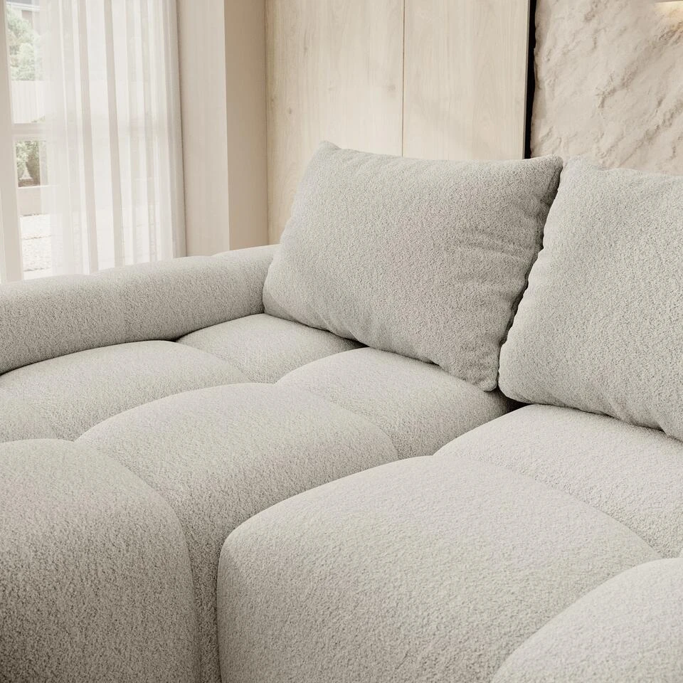 Meubella - Broome - Hoekbank 3-zits - Grijs Teddystof - Links 6 Meubella - Broome - Hoekbank 3-zits - Grijs Teddystof - Links - Afbeelding 4