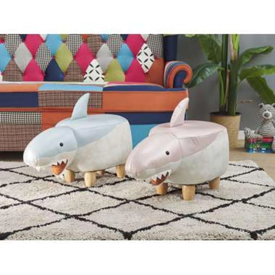 Beliani Dierenhocker SHARK - Roze Polyester 4 Beliani Dierenhocker SHARK - Roze Polyester - Afbeelding 2