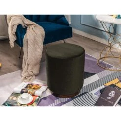 Pouf In Bruin Fluweel En Houten Basis -LeenBakker Winkel db89ec3b0db74a65b24e56320e4c864e