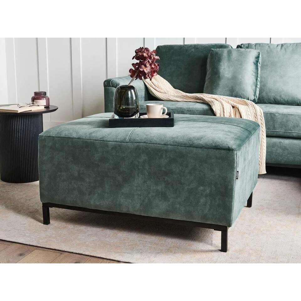 OSLO - Ottomaan - Blauwgroen - Fluweel 4 OSLO - Ottomaan - Blauwgroen - Fluweel - Afbeelding 2