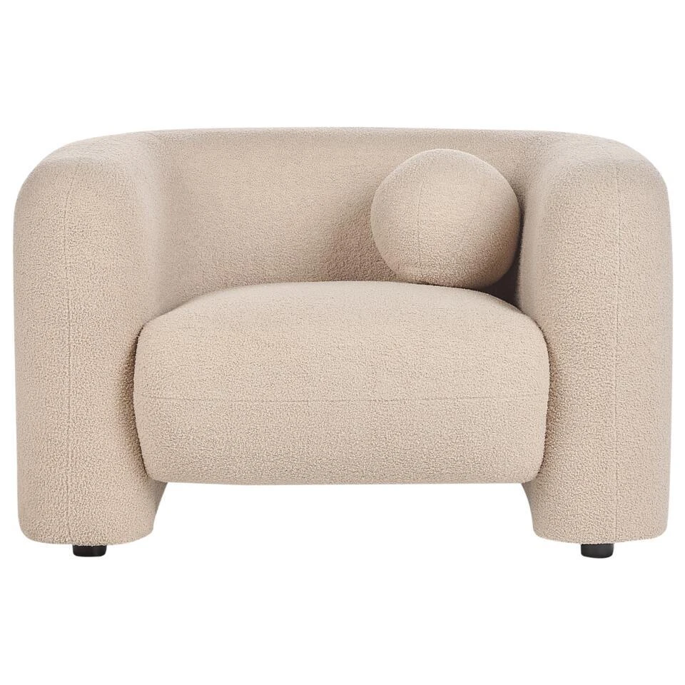 LEIREN - Fauteuil - Beige - Bouclé 8 LEIREN - Fauteuil - Beige - Bouclé - Afbeelding 6