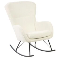 ANASET - Schommelstoel - Wit/Zwart - Bouclé -LeenBakker Winkel ddc0d300113a40ff97bb3ffb6159daf0