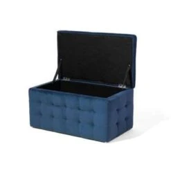 MICHIGAN - Ottomaan - Donkerblauw - Fluweel -LeenBakker Winkel ddcfa722213c4ab1bbd8f7636354335c