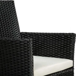 Tectake 2 Wicker Tuinstoelen Met 4 Kussenhoezen , Zwart/beige -LeenBakker Winkel deceb491180c43d6b386e819394d35dc