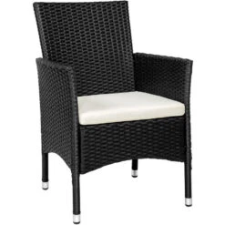 Tectake 2 Wicker Tuinstoelen Met 4 Kussenhoezen , Zwart/beige -LeenBakker Winkel e0edef9aad494c22837fd0b0c2405454