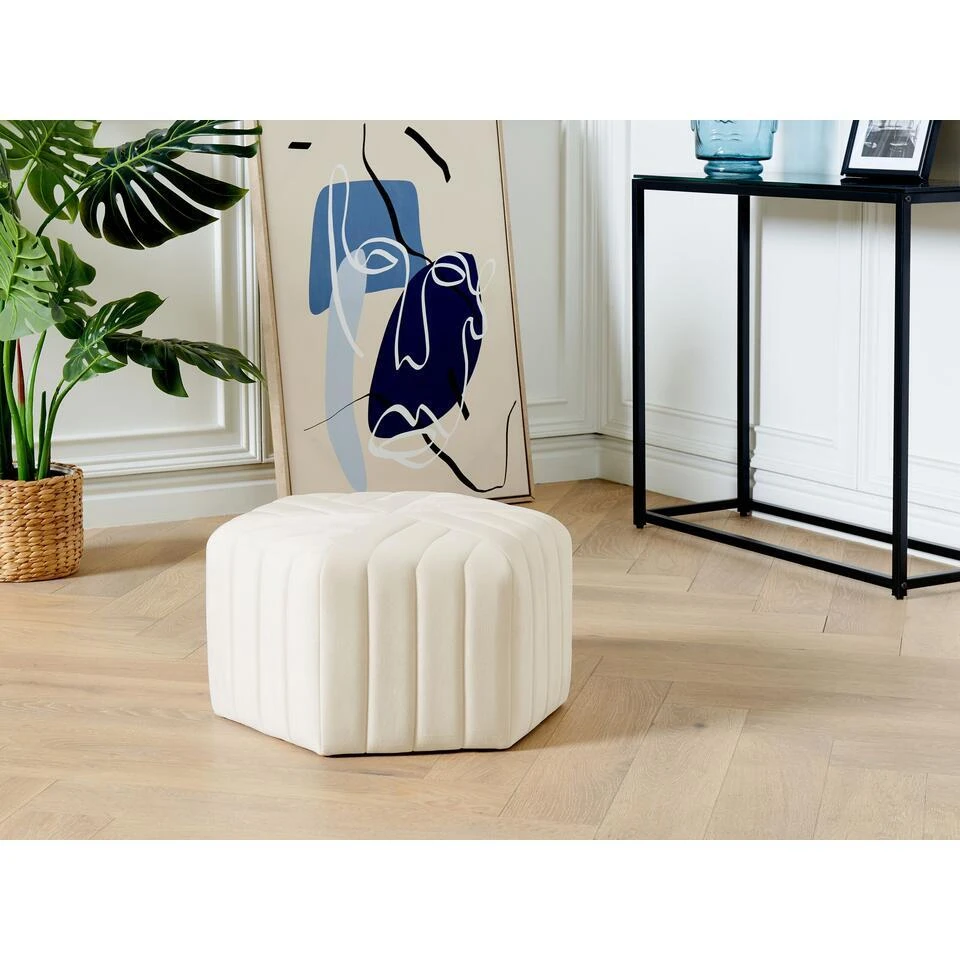 Beliani Poef MURIETTA - Wit Fluweel 4 Beliani Poef MURIETTA - Wit Fluweel - Afbeelding 2