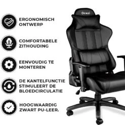 Ocazi Chicago Gamingstoel - Bureaustoel - Zwart 11 Ocazi Chicago Gamingstoel - Bureaustoel - Zwart -LeenBakker Winkel e166b8aa8ad04a6db028622ce9827c9c
