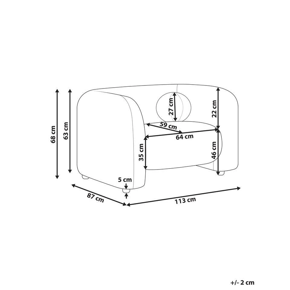 LEIREN - Fauteuil - Beige - Bouclé 5 LEIREN - Fauteuil - Beige - Bouclé - Afbeelding 3