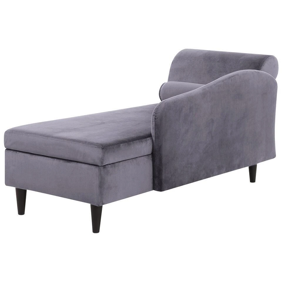 LUIRO - Chaise Longue - Donkergrijs - Linkerzijde - Fluweel 8 LUIRO - Chaise Longue - Donkergrijs - Linkerzijde - Fluweel - Afbeelding 6