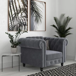 Felix - Fauteuil Chesterfield In Antraciet Fluweel -LeenBakker Winkel e3dd63a8ad6d4cf38d55d64542049b41