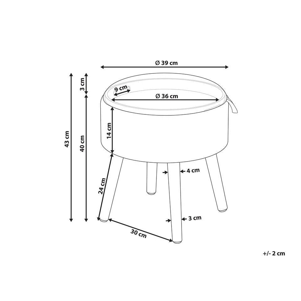 NEELY - Hocker - Beige - Fluweel 5 NEELY - Hocker - Beige - Fluweel - Afbeelding 3