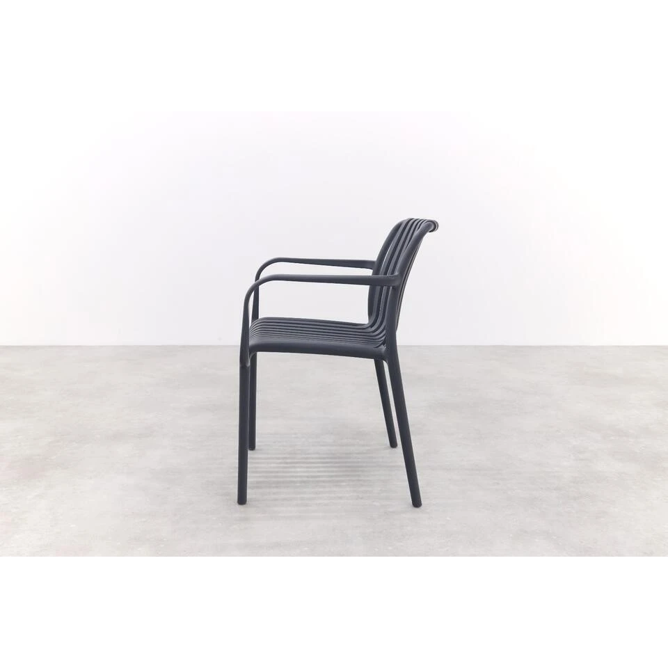 Stripe Stapelbare Tuinstoel - Antraciet 6 Stripe Stapelbare Tuinstoel - Antraciet - Afbeelding 4