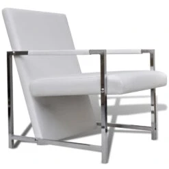 VidaXL Fauteuils 2 St Met Chroom Frame Kunstleer Wit 8 VidaXL Fauteuils 2 St Met Chroom Frame Kunstleer Wit -LeenBakker Winkel e6e2bdf516bc41eba59f758f34871109
