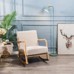 Schommelstoel Van Massief Hout Met Witte Lussen -LeenBakker Winkel e6fd7cd6248745abbe319890d90d1f86