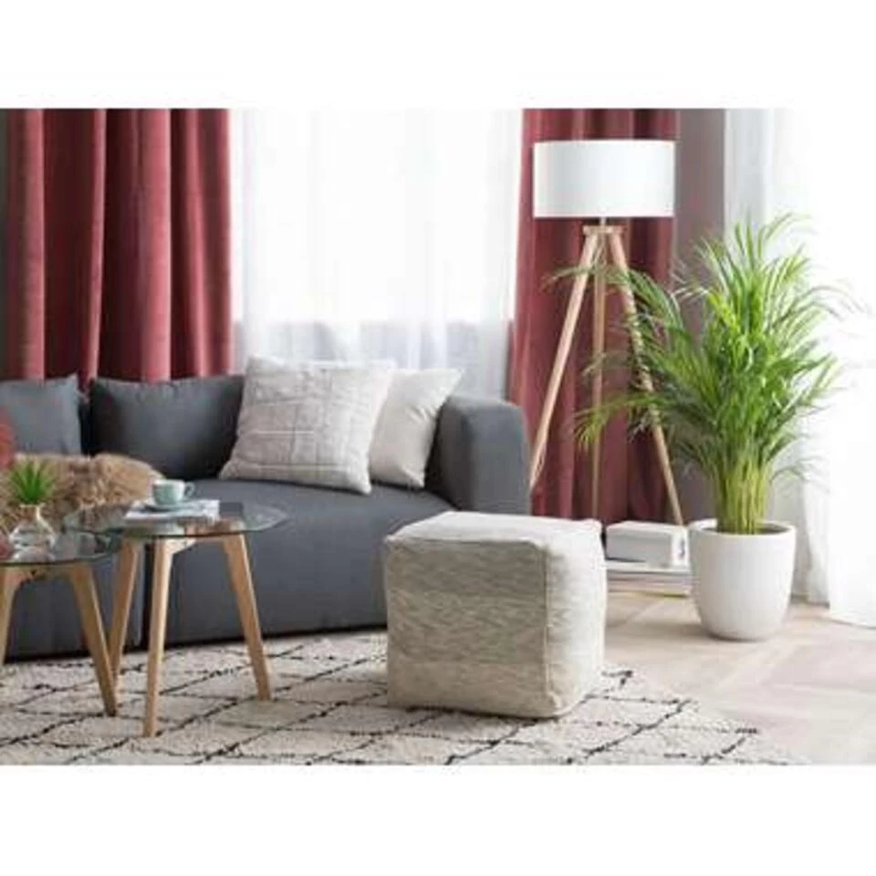 HIRRI - Poef - Lichtgrijs - Katoen 4 HIRRI - Poef - Lichtgrijs - Katoen - Afbeelding 2