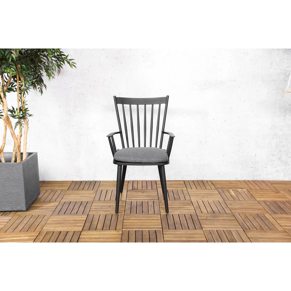 Sens-Line - Amsterdam Tuinstoel Zwart - Aluminium - Set Van 2 4 Sens-Line - Amsterdam Tuinstoel Zwart - Aluminium - Set Van 2 - Afbeelding 2