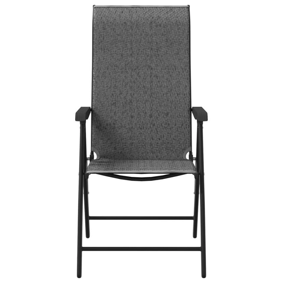 VidaXL - Tuinstoelen Inklapbaar - Grijs - Poly Rattan - 2 Stuks 7 VidaXL - Tuinstoelen Inklapbaar - Grijs - Poly Rattan - 2 Stuks - Afbeelding 5