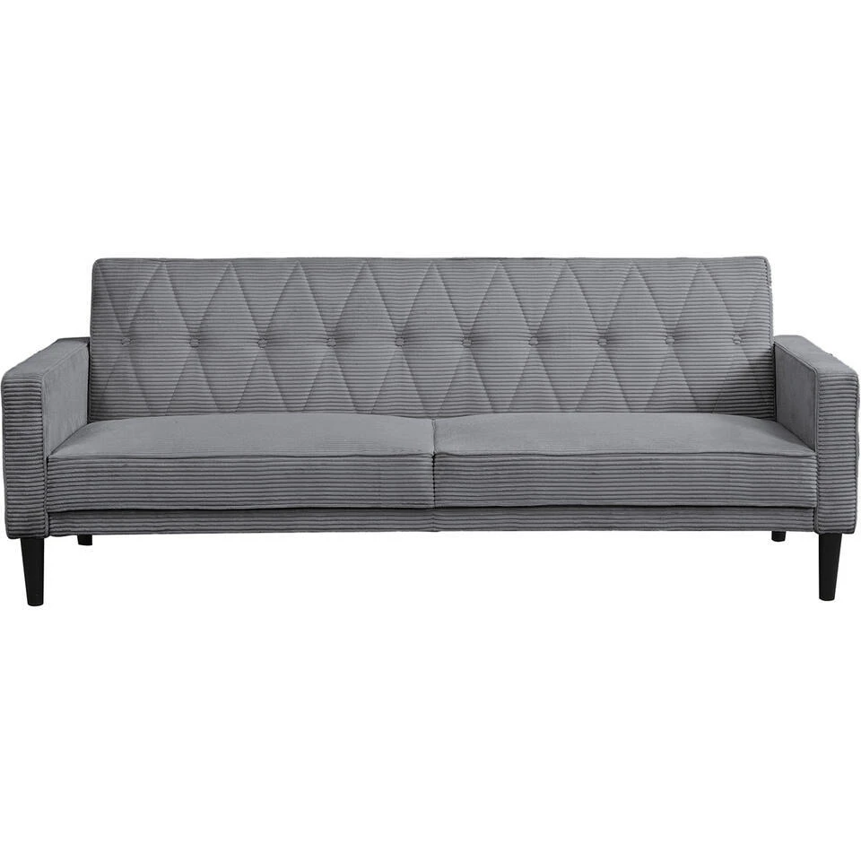 Avon - Slaapbank 3-zits In Grijze Ribstof 5 Avon - Slaapbank 3-zits In Grijze Ribstof - Afbeelding 3