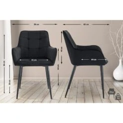 CLP Set Van 2 Eetkamerstoel Ferndale Zwart Frame - Fluweel - Zwart -LeenBakker Winkel eb5fad8320294c9b9a08adad9f8520d9