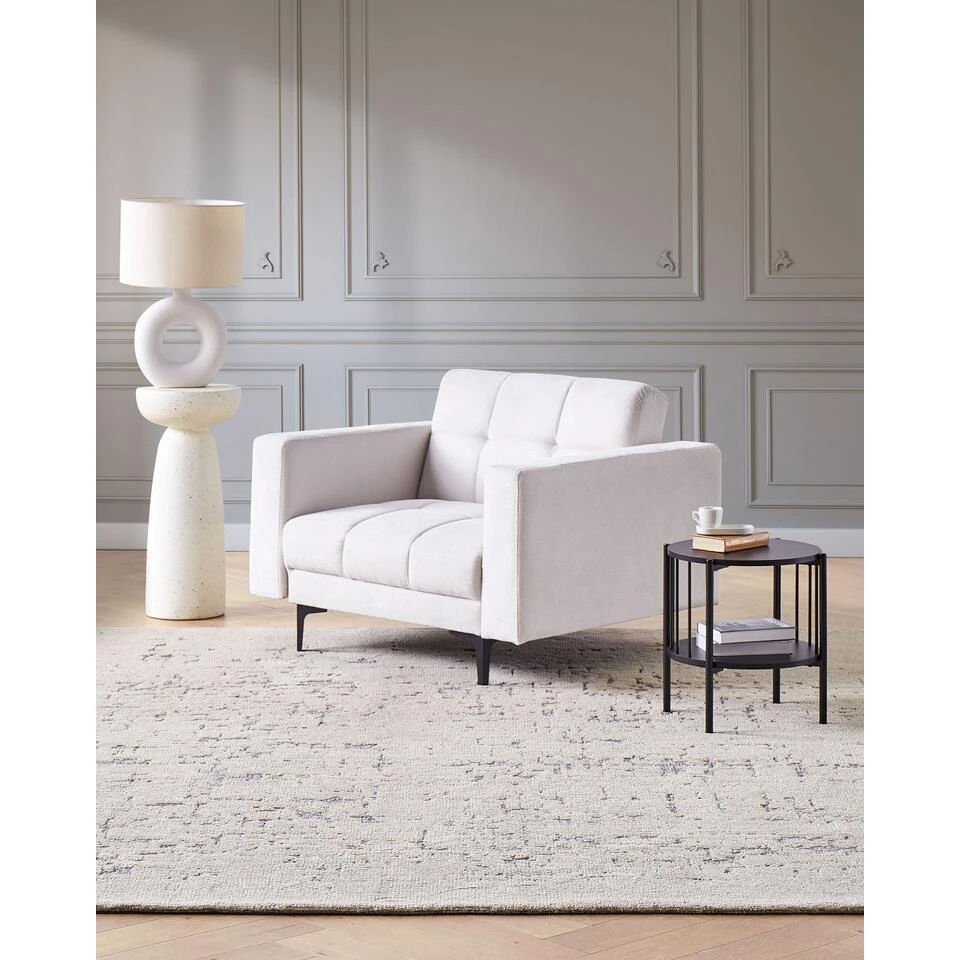 ALNES - Fauteuil - Gebroken Wit - Polyester 4 ALNES - Fauteuil - Gebroken Wit - Polyester - Afbeelding 2