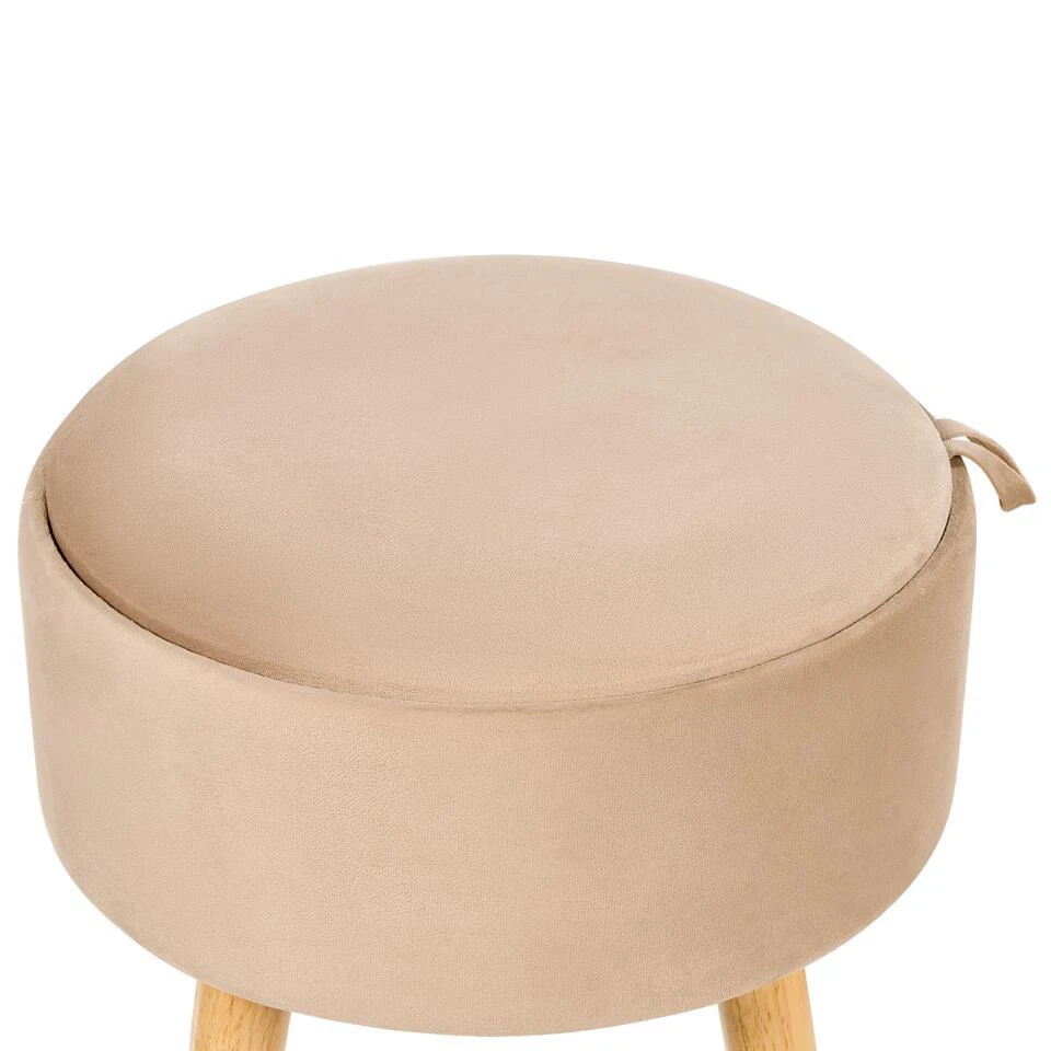 NEELY - Hocker - Beige - Fluweel 11 NEELY - Hocker - Beige - Fluweel - Afbeelding 9