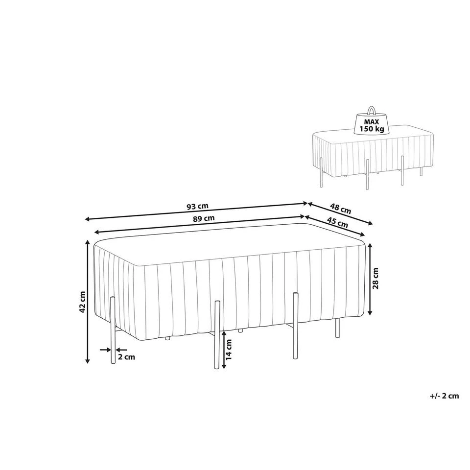 Beliani Hocker DAYTON - Oranje Fluweel 5 Beliani Hocker DAYTON - Oranje Fluweel - Afbeelding 3