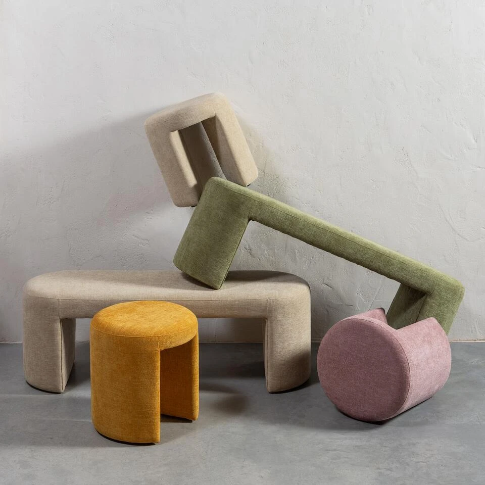 WOOOD Jacob Bankje - Chenille - Naturel - 46x130x46 4 WOOOD Jacob Bankje - Chenille - Naturel - 46x130x46 - Afbeelding 2