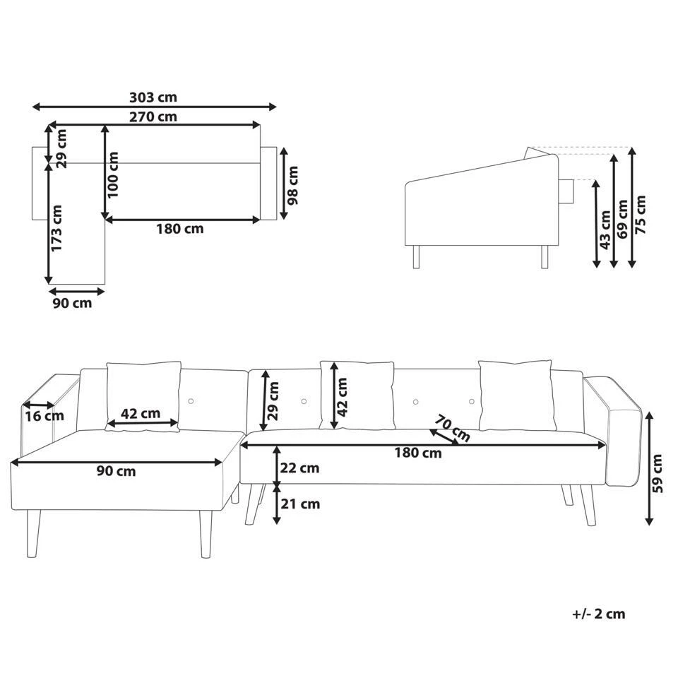 VADSO - Hoekslaapbank - Gebroken Wit - Rechterzijde - Bouclé 6 VADSO - Hoekslaapbank - Gebroken Wit - Rechterzijde - Bouclé - Afbeelding 4