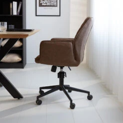 Industriële Draaibare Bureaustoel Novan Taupe - 52x57x87 Cm - Stof - Taupe -LeenBakker Winkel eec82ae7ae774753becd7aef4b7d0cc0