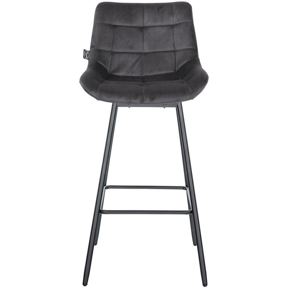 CLP Barkruk Weston Zwart Frame - Fluweel - Donkergrijs 7 CLP Barkruk Weston Zwart Frame - Fluweel - Donkergrijs - Afbeelding 5