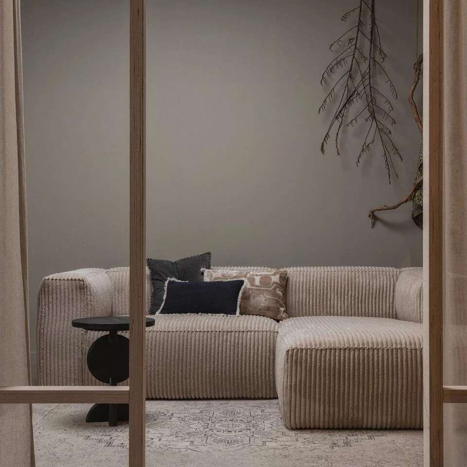 WOOOD Bean Chaise Longue Bank Rechts - Ribstof - Travertin -73x254x178 4 WOOOD Bean Chaise Longue Bank Rechts - Ribstof - Travertin -73x254x178 - Afbeelding 2