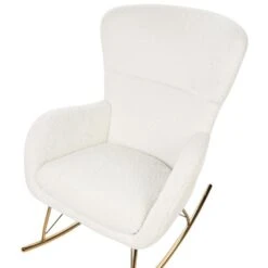 ANASET - Schommelstoel - Wit/Goud - Bouclé 18 ANASET - Schommelstoel - Wit/Goud - Bouclé -LeenBakker Winkel f27ffa9226d84bc486e4eb570d8e6f23