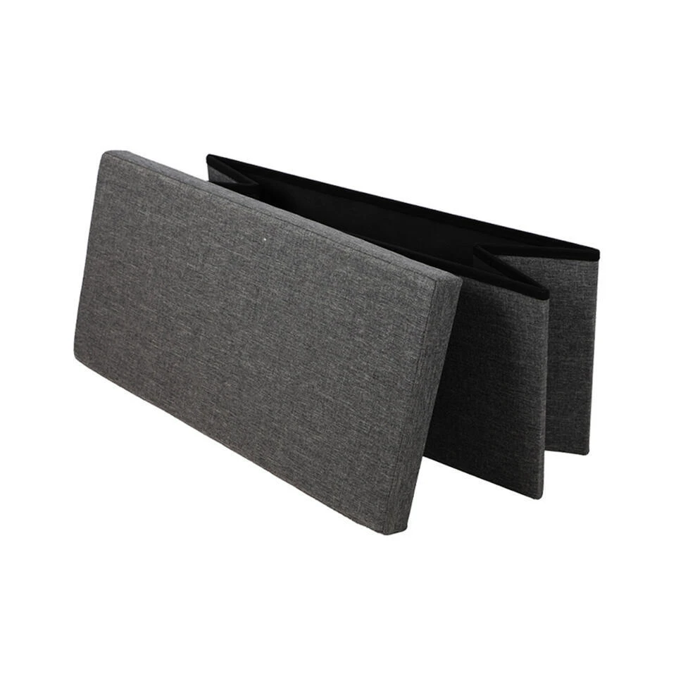 Merkloos Urban Living Poef/hocker/opbergbox - Grijs - Mdf - 76 X 38 X 38 Cm 5 Merkloos Urban Living Poef/hocker/opbergbox - Grijs - Mdf - 76 X 38 X 38 Cm - Afbeelding 3