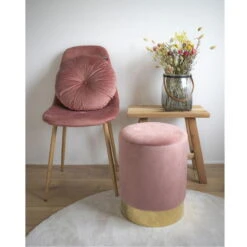 House Nordic Poef Gamby Velvet Roze Ø34x43cm -LeenBakker Winkel f5228181dd0c4ba09420466477f063bc