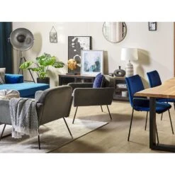 Beliani Fauteuil NARKEN - Grijs Fluweel -LeenBakker Winkel f7228b3b77744f1e998c8f1696986d3a