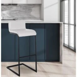 CLP Barkruk Newport Zwart Frame - Kunstleer - Wit -LeenBakker Winkel f7d05be4354e4cf8b941e9035ead6a64