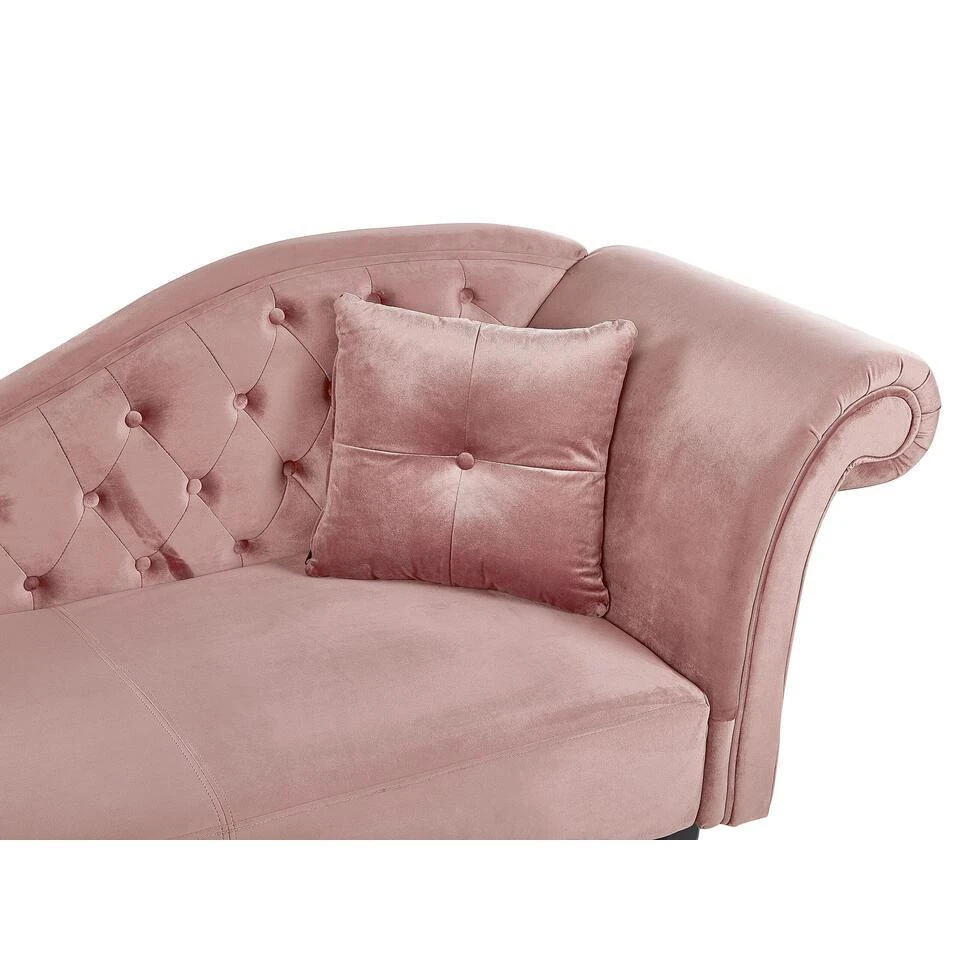 LATTES - Chaise Longue - Roze - Rechterzijde - Fluweel 8 LATTES - Chaise Longue - Roze - Rechterzijde - Fluweel - Afbeelding 6