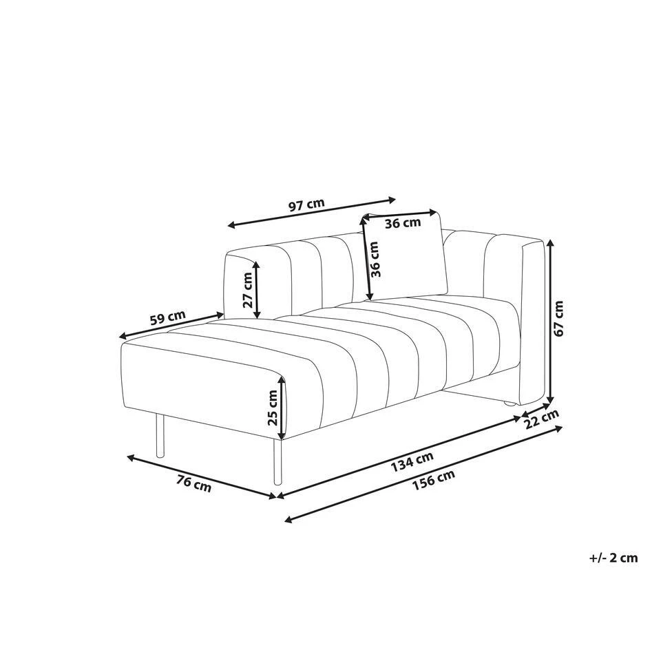 LANNILS - Chaise Longue - Beige - Rechtszijdig - Fluweel 5 LANNILS - Chaise Longue - Beige - Rechtszijdig - Fluweel - Afbeelding 3