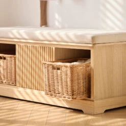 Houten Halbank Met 1 Deur En 2 Opbergvakken Met Beige Fluwelen -LeenBakker Winkel f9d95eb262fd4f08af5888247fc002f8