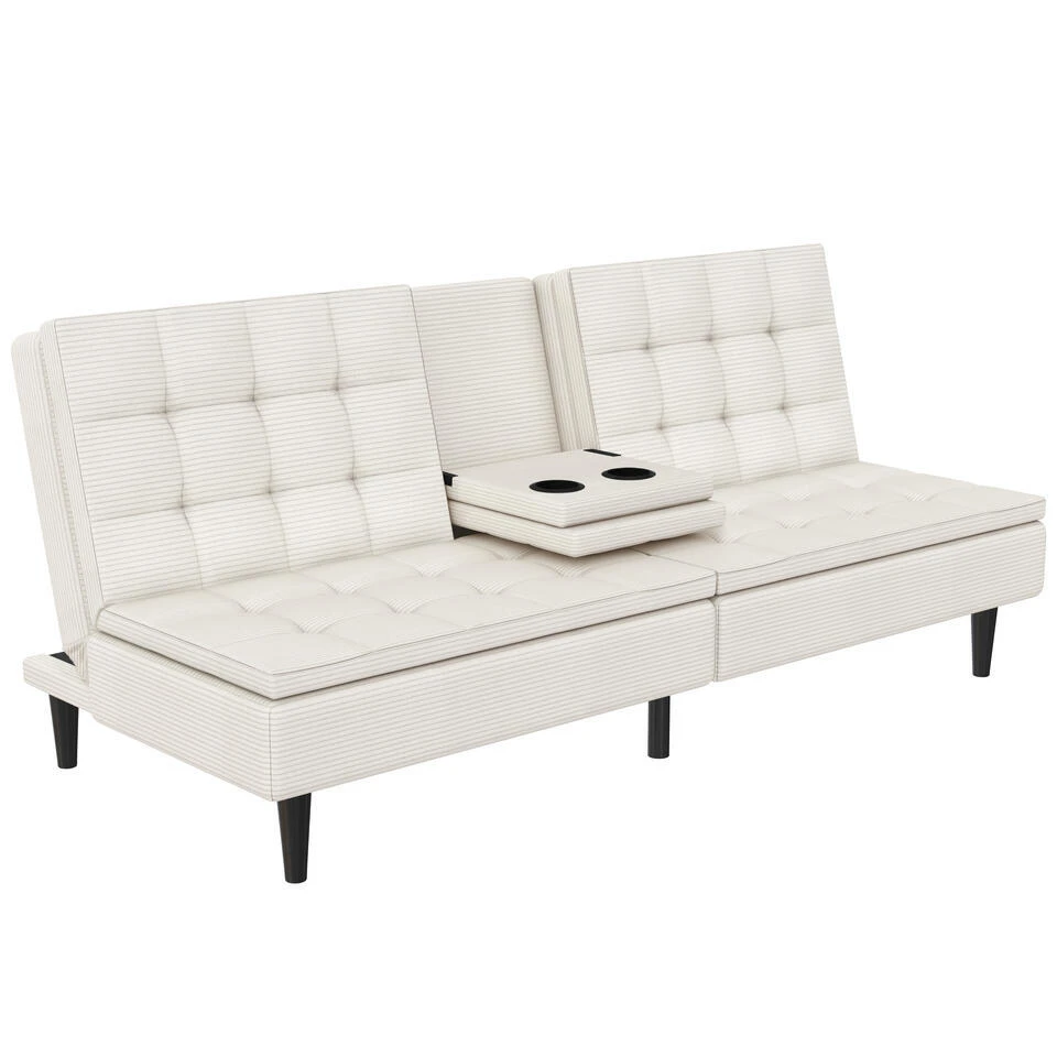 Maine - Slaapbank In Crèmekleurige Ribstof 8 Maine - Slaapbank In Crèmekleurige Ribstof - Afbeelding 6